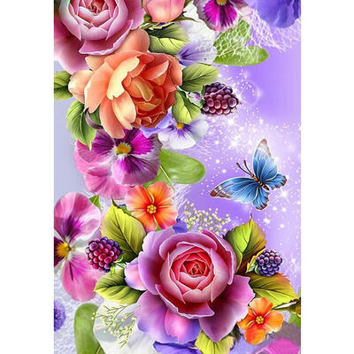 

5D DIY Full Drill Diamond Painting Gorgeous Flowers Butterfly Cross Stitch