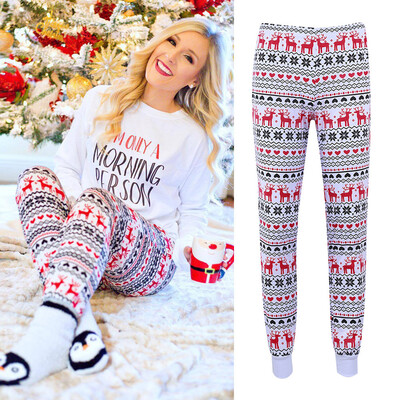 

Tailored Christmas Womens XMAS Elk Print Pajamas Slim Fitness Pants Trousers