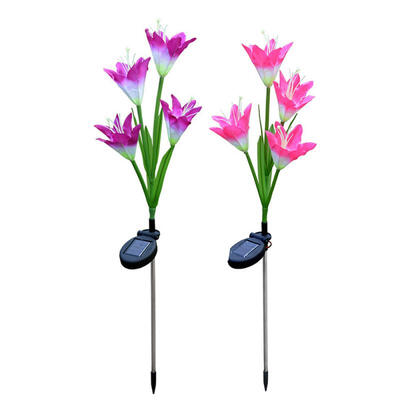 

Oasismall 2PCS Solar LED Lotus Lawn Light 7 Color Changing Pathway Lamp