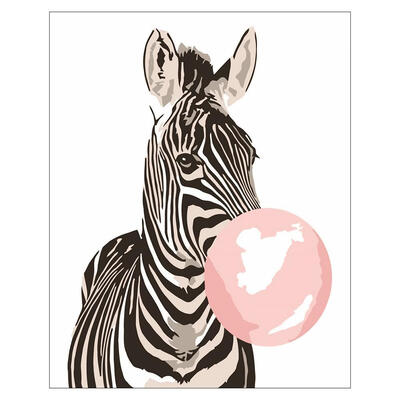 

3D DIY Zebra Bubble Gum Coloring Paint By Numbers Oil Painting Canvas Set