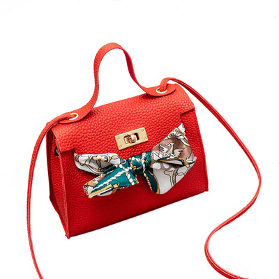 

New Simple Fashion Silk Band Bow Lock Scarf Chain Small Square Bag Luxury Bag Handbag For Women