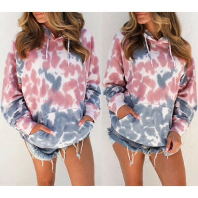 

Oversize Womens Hoodie Sweatshirt Hooded Tie dyeing Sweater Pullover Jumper Tops