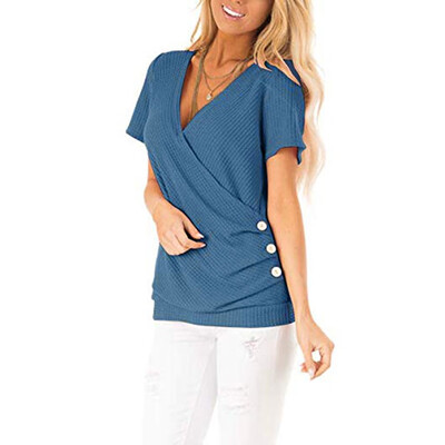 

Nomeni Fashion Womens Button Short Sleeve Casual T-Shirts Tunic Tops Blouse -XXL
