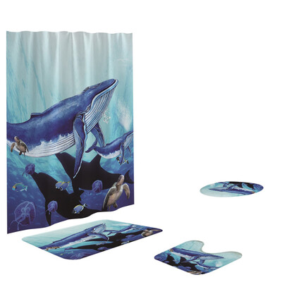 

Toponeto 4PCS Non Slip Toilet Polyester Cover Mat Set Bathroom Shower Curtain