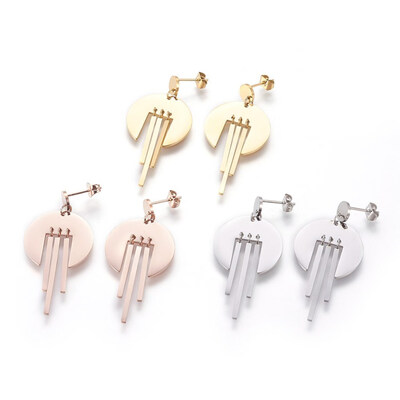 

304 Stainless Steel Dangle Stud Earrings Mixed Color 43mm Pin 07mm