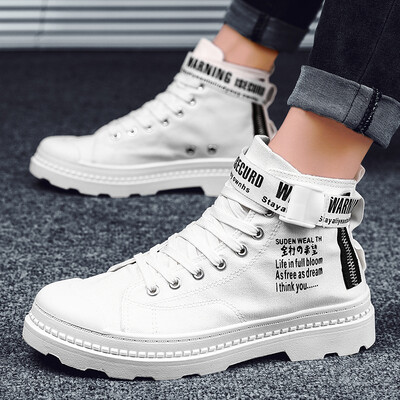 

Summer Mens Shoes High-top Canvas Board Shoes AdolescentsAutumn Leisure Trend Black Tide Shoes
