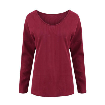 

Women Autumn Winter Sweater Loose Sweater Solid Color Long-Sleeved Casual Comfort Pullovers