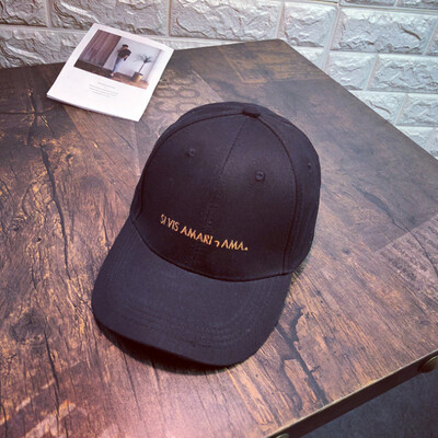 

Korean letters Embroidered Baseball Cap Korean version of mens Street crooked hat outdoor sunshade duck tongue hat