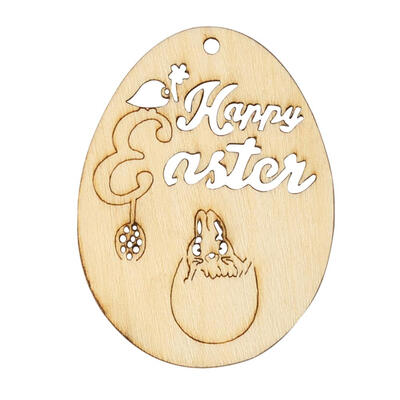

10pcs Wood Hollow Easter Eggs Chips DIY Festival Craft Hang Pendant Decor