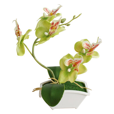 

Artificial Butterfly Orchid Flower Phalaenopsis Home Office Decor with Flowerpot