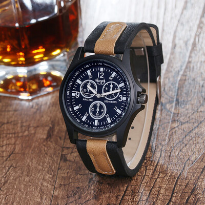

Hot three-eye mens watch sports military quartz belt watch mens section