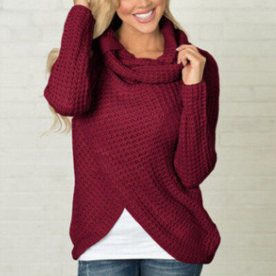 

Womens Autumn Winter Casual Sweater Long Sleeve Tops Pullover Irregular Solid