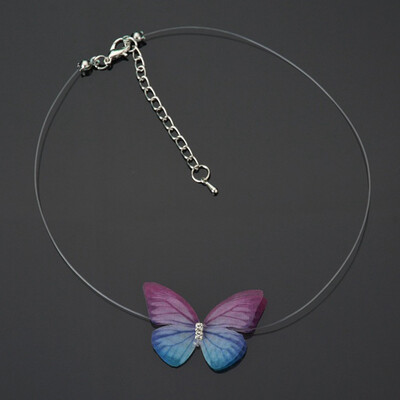 

Silk Crystal Fishline Choker 3D Yarn Butterfly Invisible Women Necklace 1pc