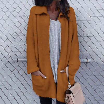 

Toponeto Women Solid Open Front Long Sleeve Long Coat Jacket Outwear Cardigan Coat