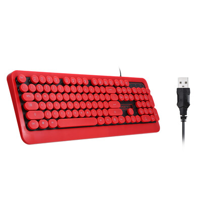 

USB Wired Keyboard Ergonomic Design Red Office Work Keyboard for PC Laptop