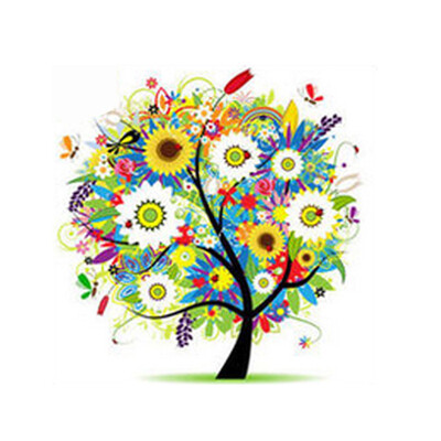 

Gobestart DIY Cross Stitch Kits Handmade Needlework Embroidery Kits Colorful Tree Home