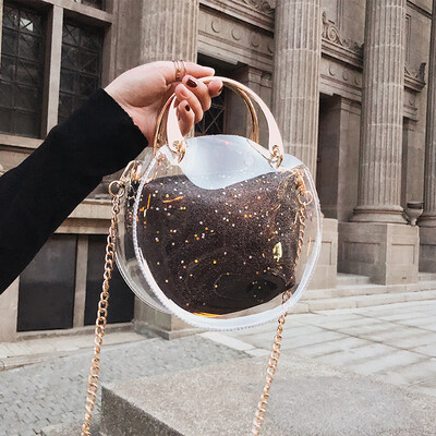 

Transparent small bag 2019 new wave Korean version of the wild simple shoulder slung small square bag laser jelly fairy bag
