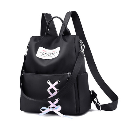 

Tailored Fashion Girl Nylon Solid Color Anti-Theft Travel College Backpack Straps Handba