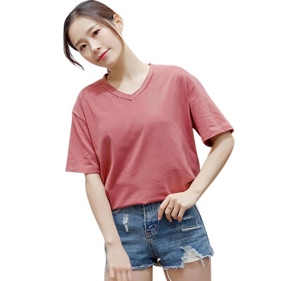 

Womens O-Neck Solid Short Sleeve Loose T-Shirt