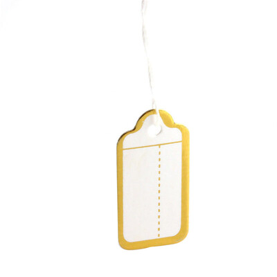 

500Pcs Paper Golden Edge Label Tie String Strung Jewelry Clothing Merchandise Display Price Tags