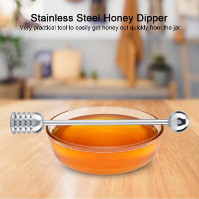 

Greensen Solid Stainless Steel Honey Dipper Drizzler Stirrer Spoon Mixing Stick Tool