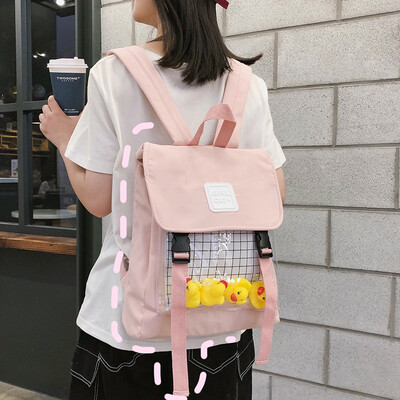 

Korean-style transparent&old-style backpack womens small simple small&fresh school bag womens Korean high-school in