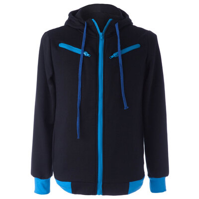 

Casual Style Slimming Hooded Zipper Embellished Color Splicing Long Sleeves Men\s Thicken Cotton Blend Sport Coat