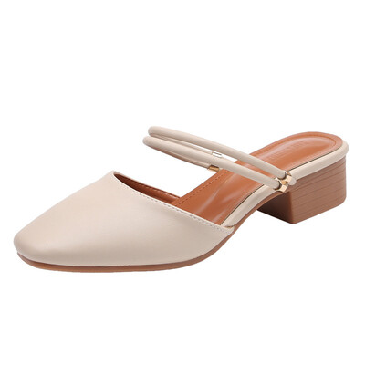 288-9 Korean fashion sweet banquet slim womens shoes thick with flat shallow mouth baotou satin b
