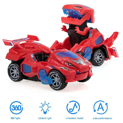 

Pull Back Dinosaur Cars Dinosaur Car Toys Transformable Dinosaur Pull Back Car Toy Electric 360°Spin with Light Music Action Walki
