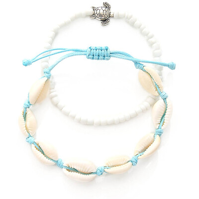 

New Women Bohemian Beads Shells Sea Turtles Rope Anklet Vintage Ocean Beach Jewelry Accessories Sandals Gifts