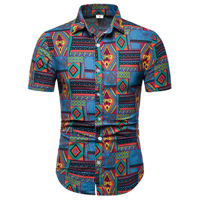 

Mens Summer Hawaiian Beach Holiday Print Shirt Short Sleeve Large Size Shirt