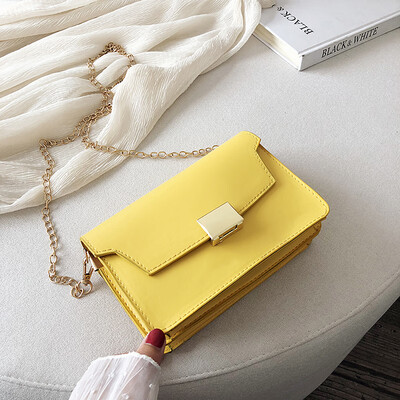 

2019 new casual temperament Sen wild slanting small square bag Korean fashion simple solid color chain shoulder bag