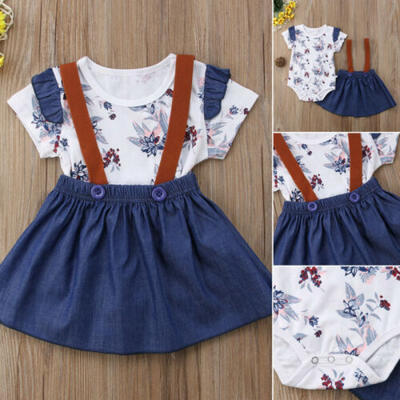 

2019 Kids Baby Girls Outfits Clothes T-shirt TopsPantsShortsSkirt 2PCS Set US