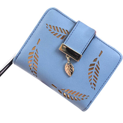 

Fashion Women Hollow Maple Leaf Bifold Short Mini Wallet Card Holder Coin Purse