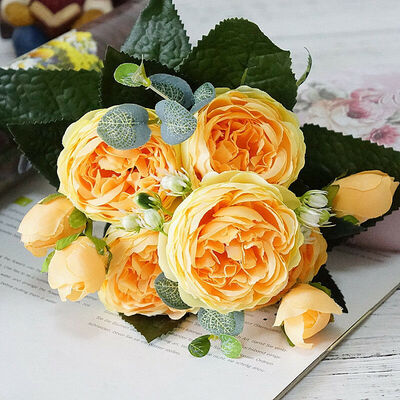 

Roses Artificial Flowers Fake Rose Silk Bouquet Home Wedding Party Decoration