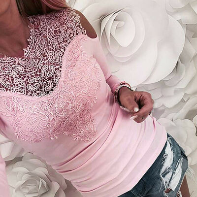 

Women Loose Cold Shoulder Blouse Pleated Tops Ladies Casual Long Sleeve T Shirt