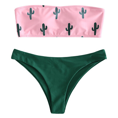 

Cactus Print Bandeau Bikini Set