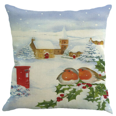 

Tailored Christmas Cotton Linen Sofa Car Home Waist Cushion Cover Throw Pillow Case A