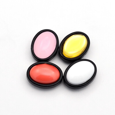 

Sew on Taiwan Acrylic Garment Accessories Oval Mixed Color 17x13x8mm Hole 1mm