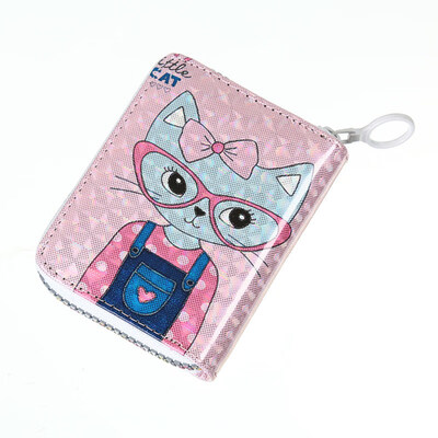 

Cartoon Animal Purse Card Cash Holder Women Faux Leather Zipper Short Wallet