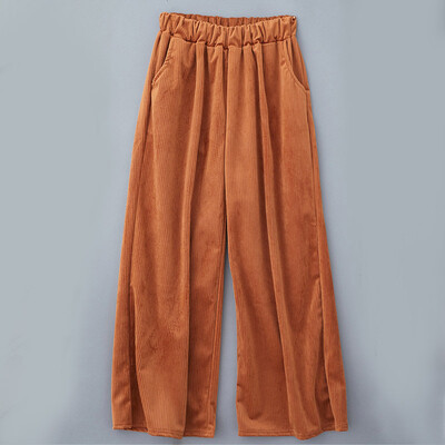 

Ladies Solid Elastic Pants High Waist Loose Wide Leg Plus Size Summer Trousers