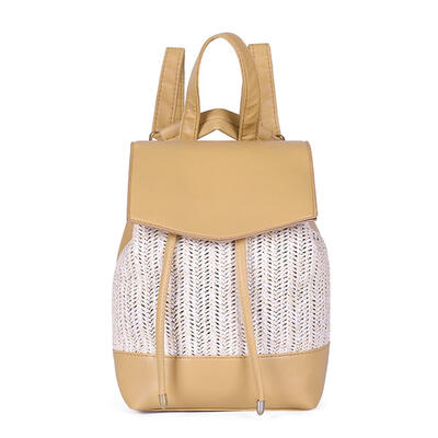 

Fashion Travel Backpacks Women Woven Knapsack PU Leather Shoulder Bags