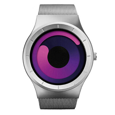 

GEEKTHINK 6002 New Quartz Watch Luxury Stainless Steel Mesh Belt Men And Women Gifts Cool Steel Strap Wristwatch with Rotary Dial