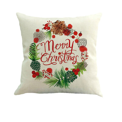 

Tailored Happy Christmas Pillow Cases Linen Sofa Cushion Cover Home Decor Pillow Case
