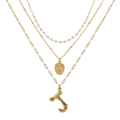 

2019 New Face Coin Beads Alphabet Initial LetterPendant Necklace Female Gold Color Chain Choker Collar Necklaces for Women