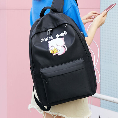 

Landcase primary school bag female Korean version of the college wind junior high school student bag male wild backpack large capacity computer backpack 0079 black