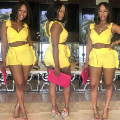 

2Pcs Womens Summer Vest Top Sleeveless Blouse Casual Tank Tops T-Shirt Shorts Q