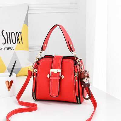

Temperament small square bag basic color pumping bucket bag simple casual wild Korean fashion bag female