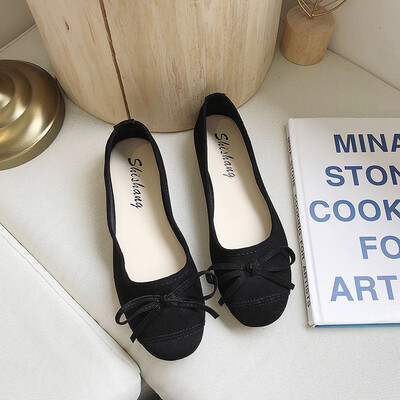 

Bean shoes female Korean fashion Joker round head bow shoes chic fairy wind in summer