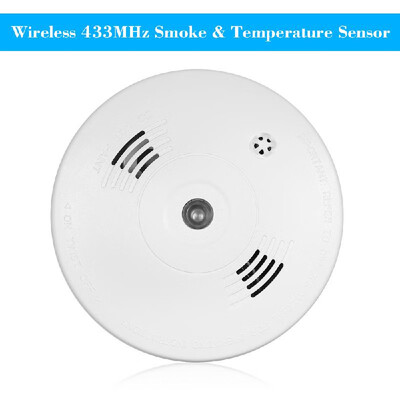 

Wireless 433MHz Smoke Fire Detector Photoelectronic Temperature Sensor Inside Fire Alert Security Alarm For Home KitchenStoreHot